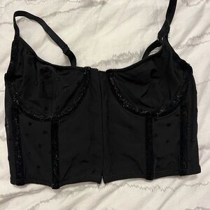 Black Embellished Bustier Top